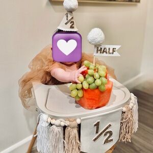 Half Birthday Party Decor Set in Cream and White